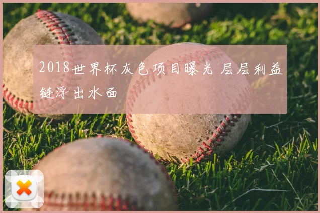 2018世界杯灰色项目曝光 层层利益链浮出水面